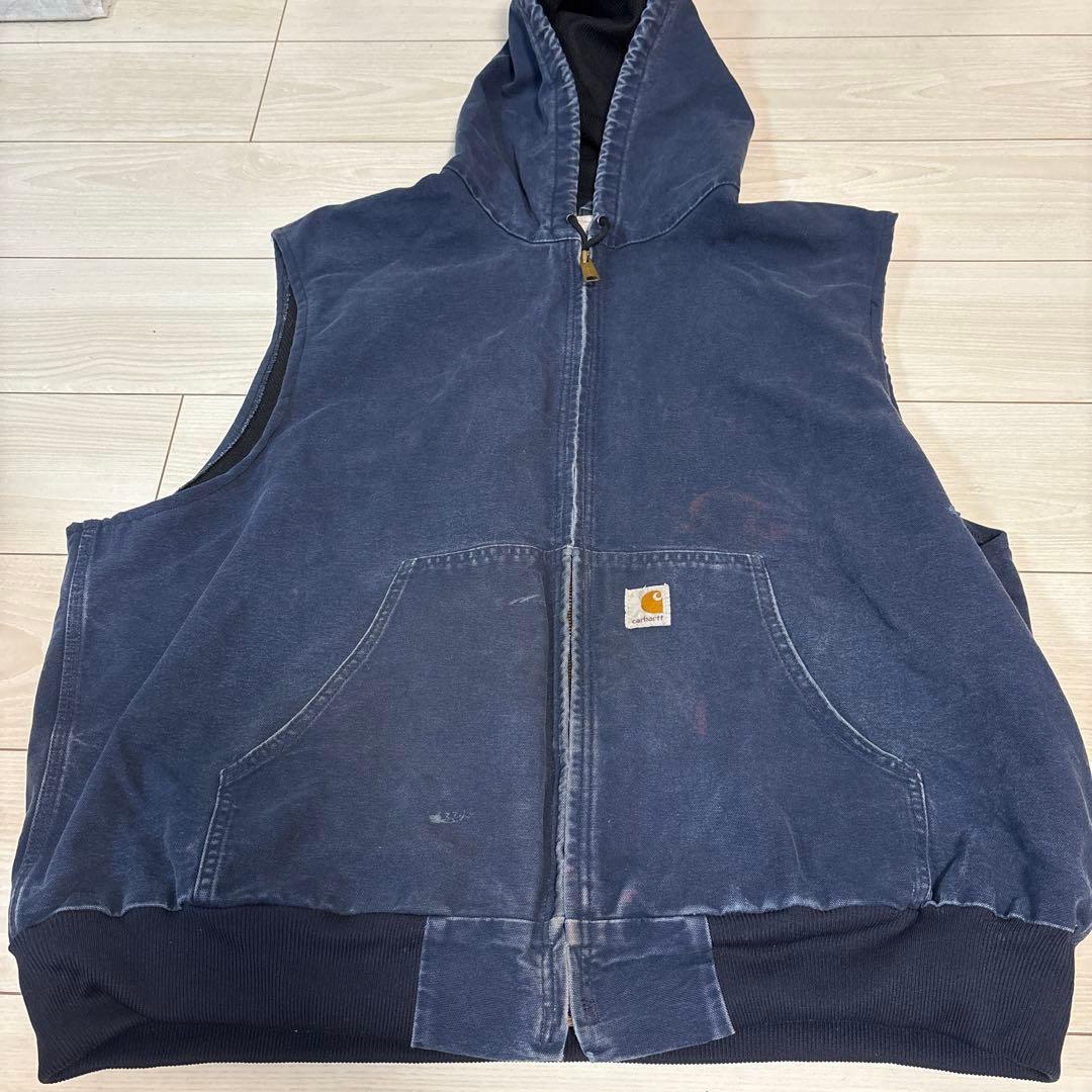 carhartt フード付きベスト ネイビー ダックベスト