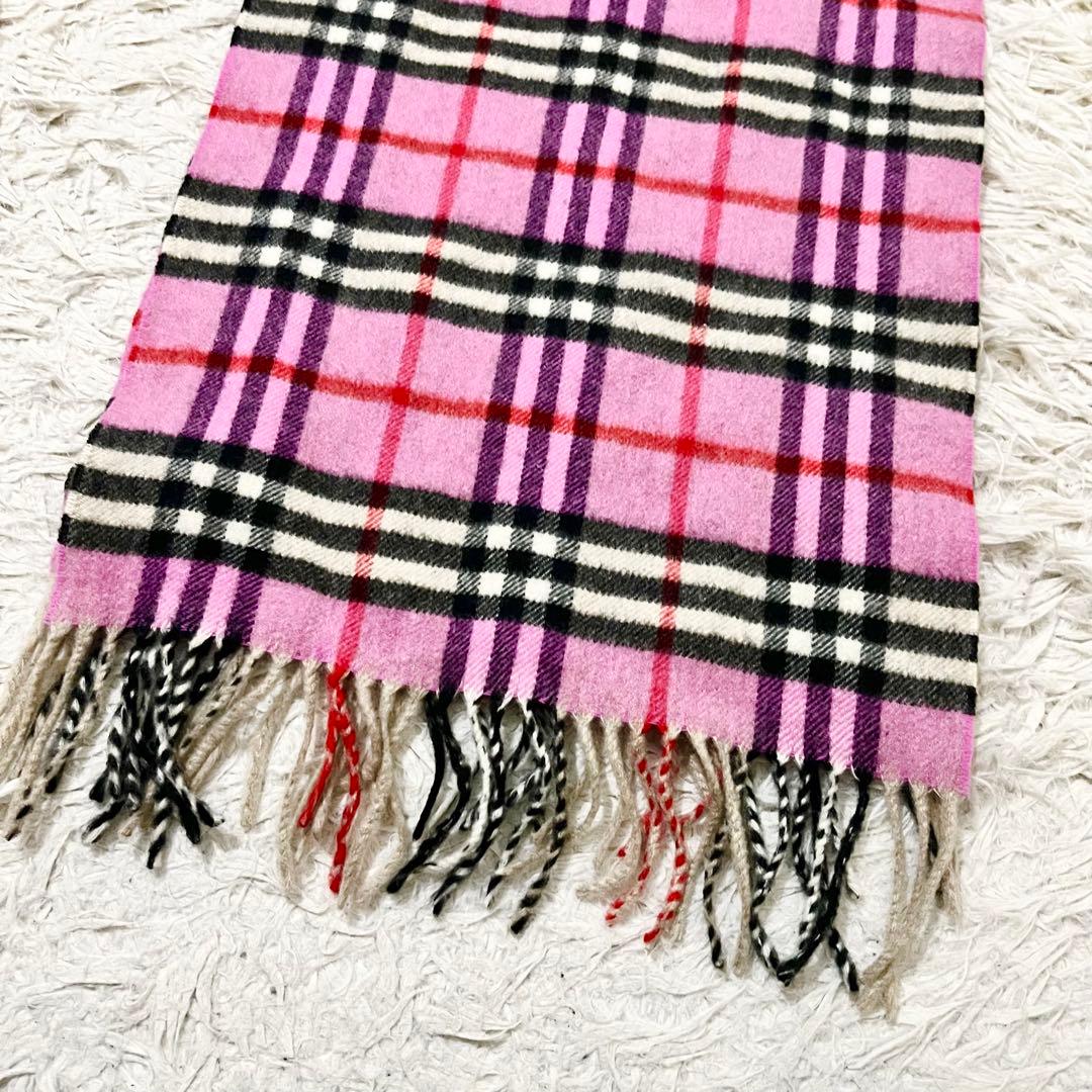 ✨美品✨バーバリーロンドン　マフラー　カシミヤ100%　ノバチェック　ピンク