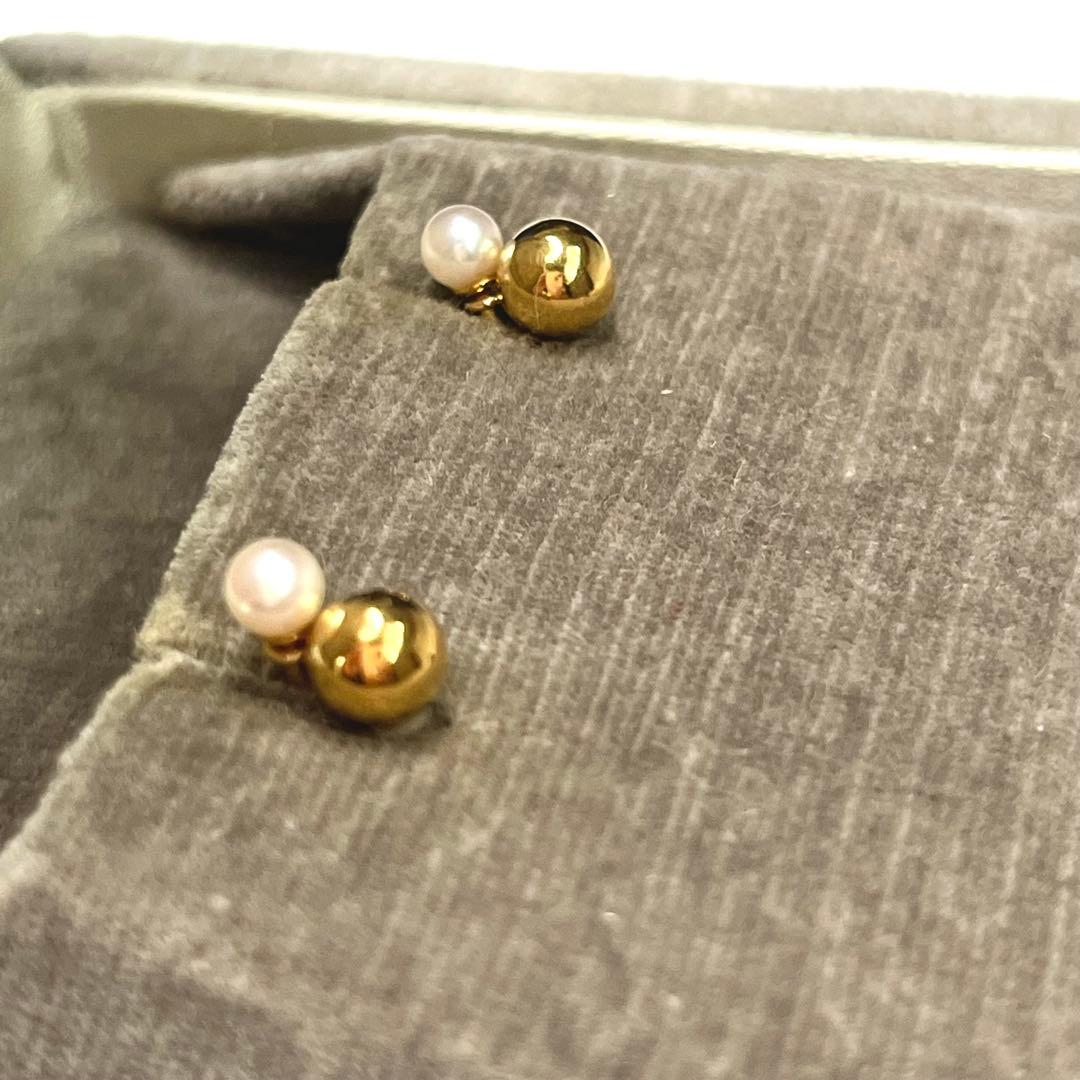 MIKIMOTO ベビーパールピアス　K18 イエローゴールド　ミキモト　箱付