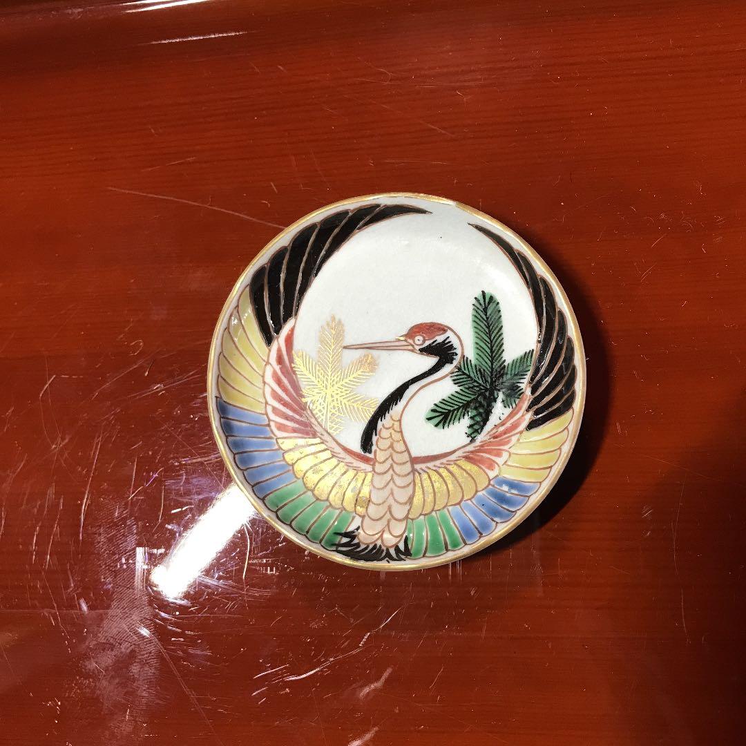古伊万里色絵豆皿無傷伊万里鶴丸珍品変わり図