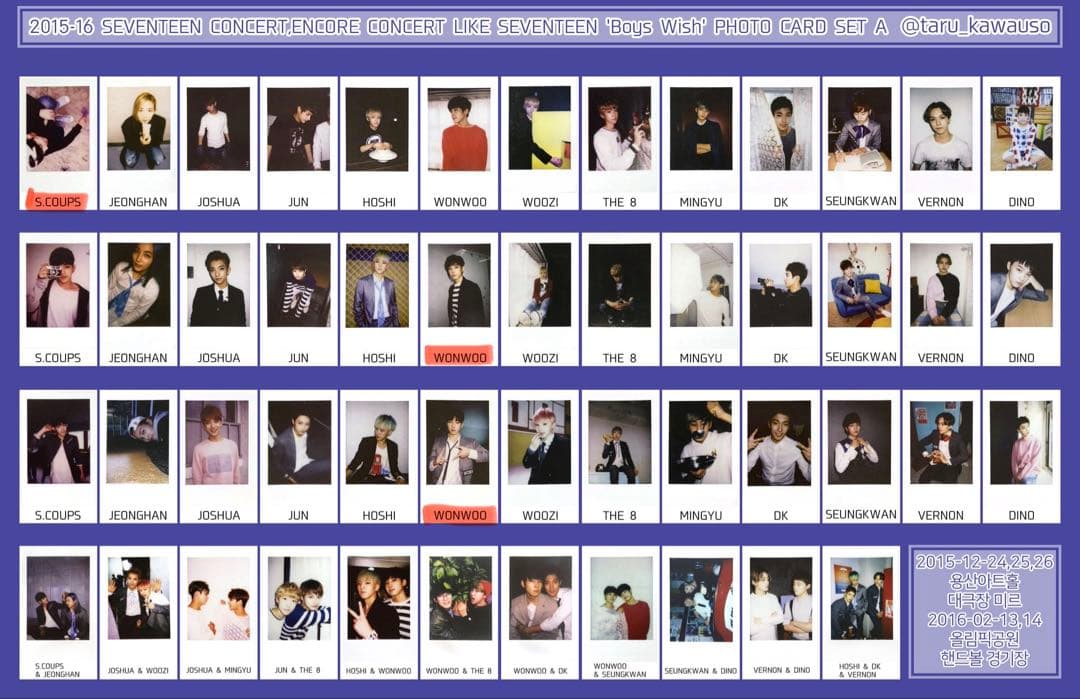 SEVENTEEN アンコン Boys Wish フォトカードセットA