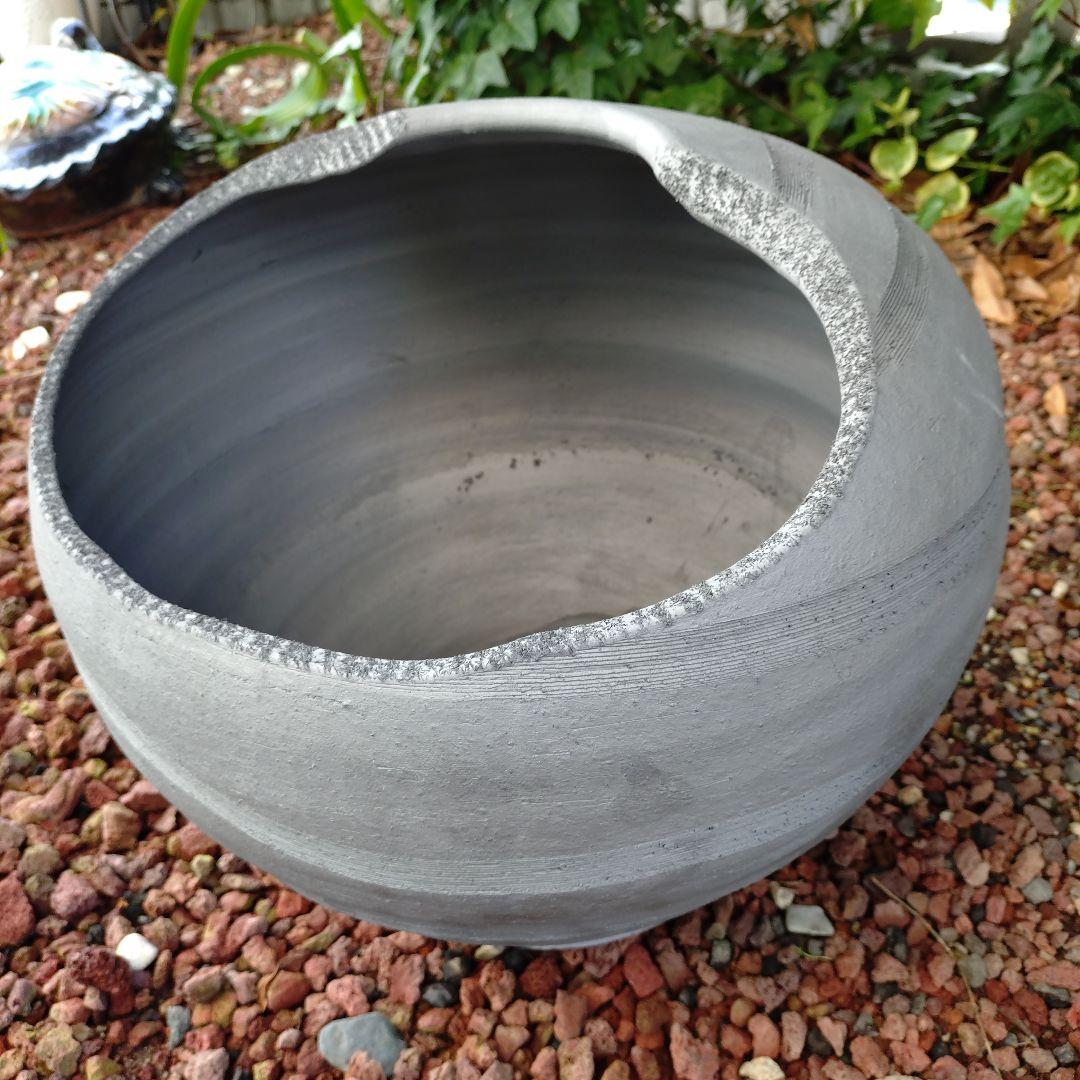 三河焼　陶器　丸壺型めだか鉢　睡蓮鉢　40cm