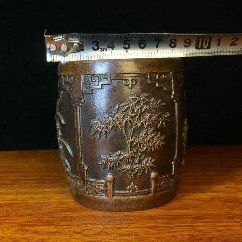 銅器 文房四宝 梅蘭竹菊筆筒 書道具 文房具 装飾品 工芸品 置物