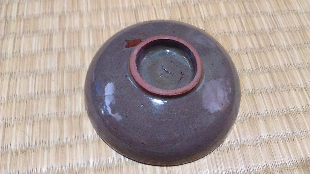 古唐津　平盃・小皿（黒）三島象嵌　桜花　椎の峰窯　完品