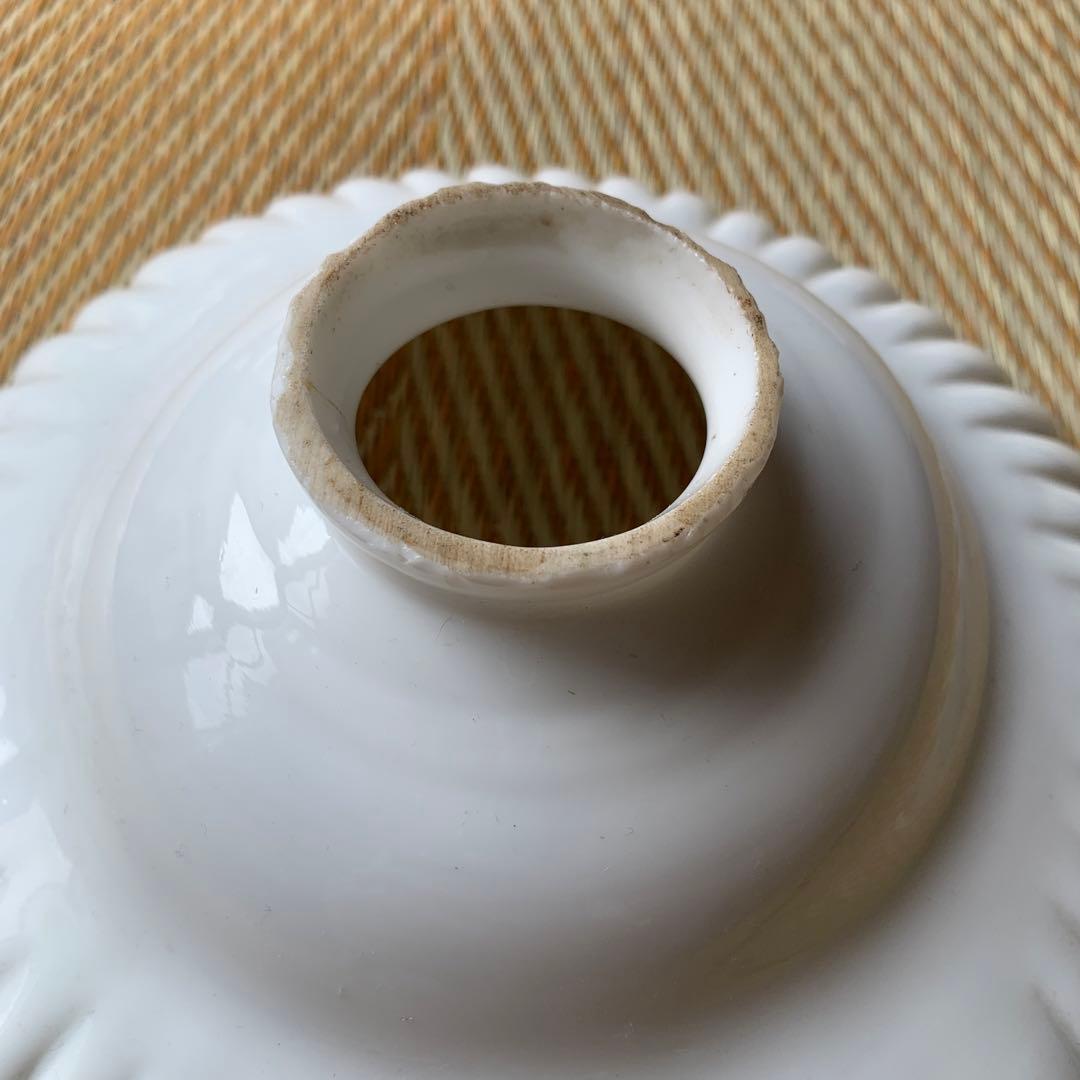 アンティーク 電傘 ガラス グリーン フリル 乳白色 ランプシェード