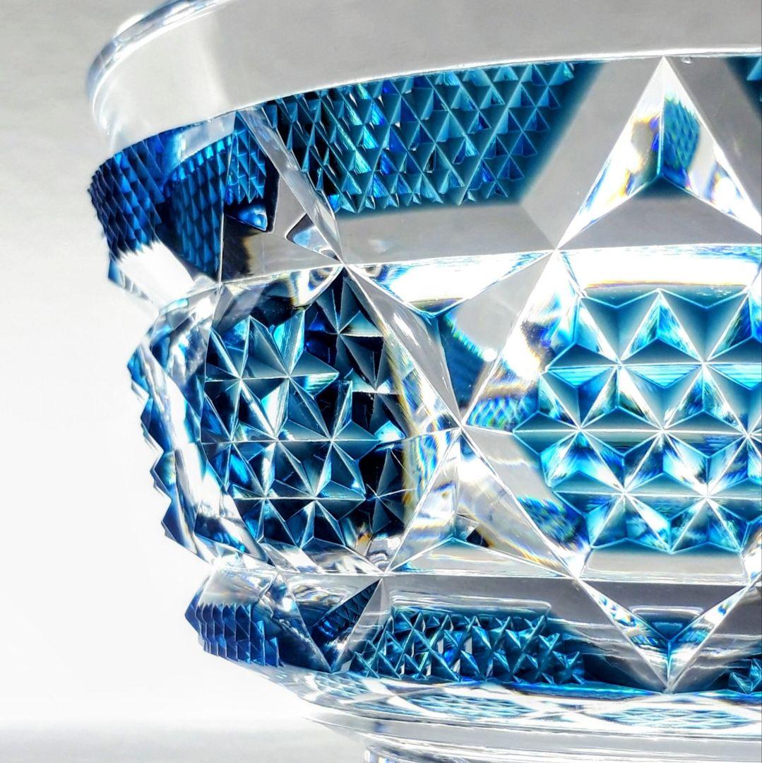 復刻 薩摩切子　藍色 切子 向付鉢　　　　【 希少作品 】