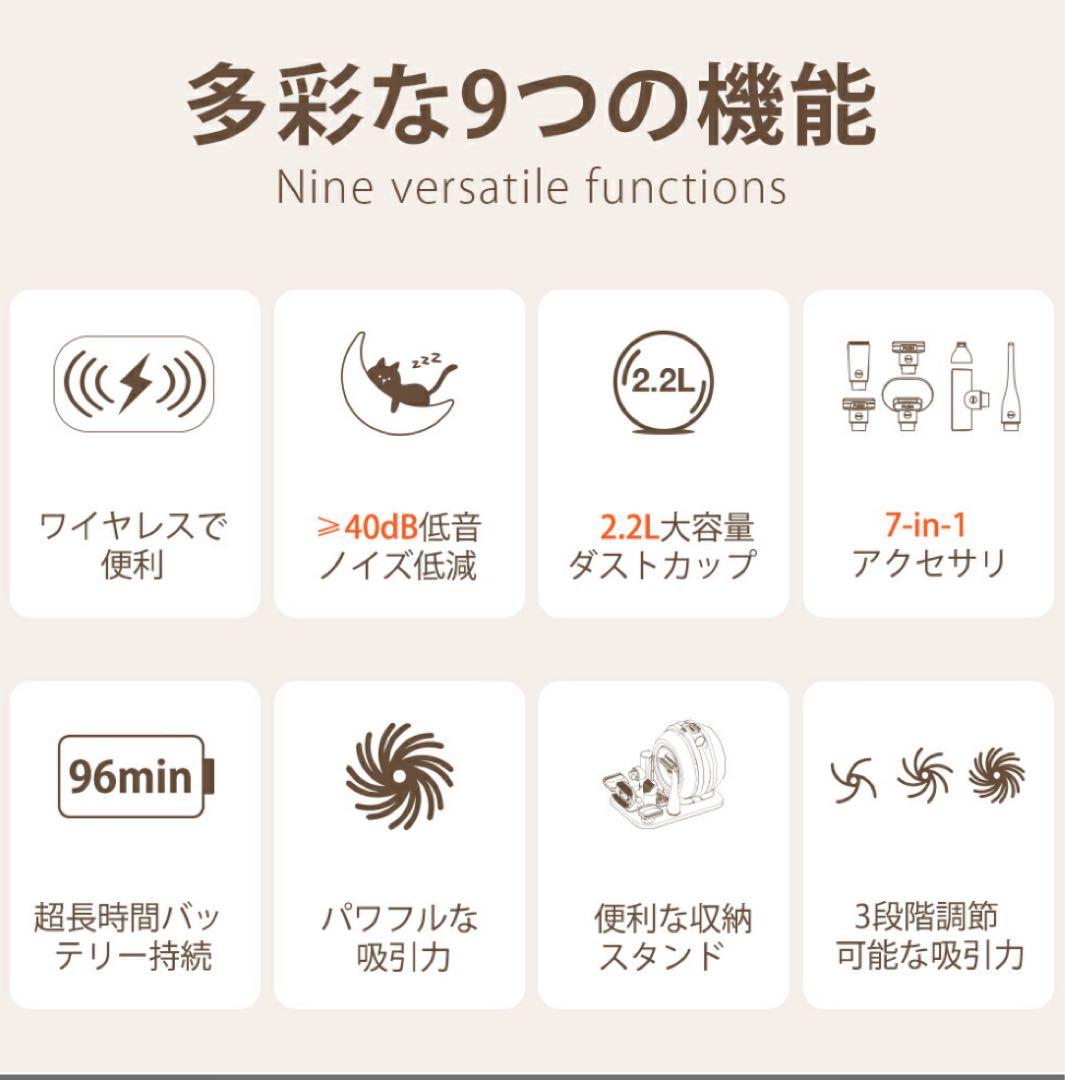 ペットバリカン　グルーミング　ペット掃除機　コードレス　犬　5in1　ブラシ