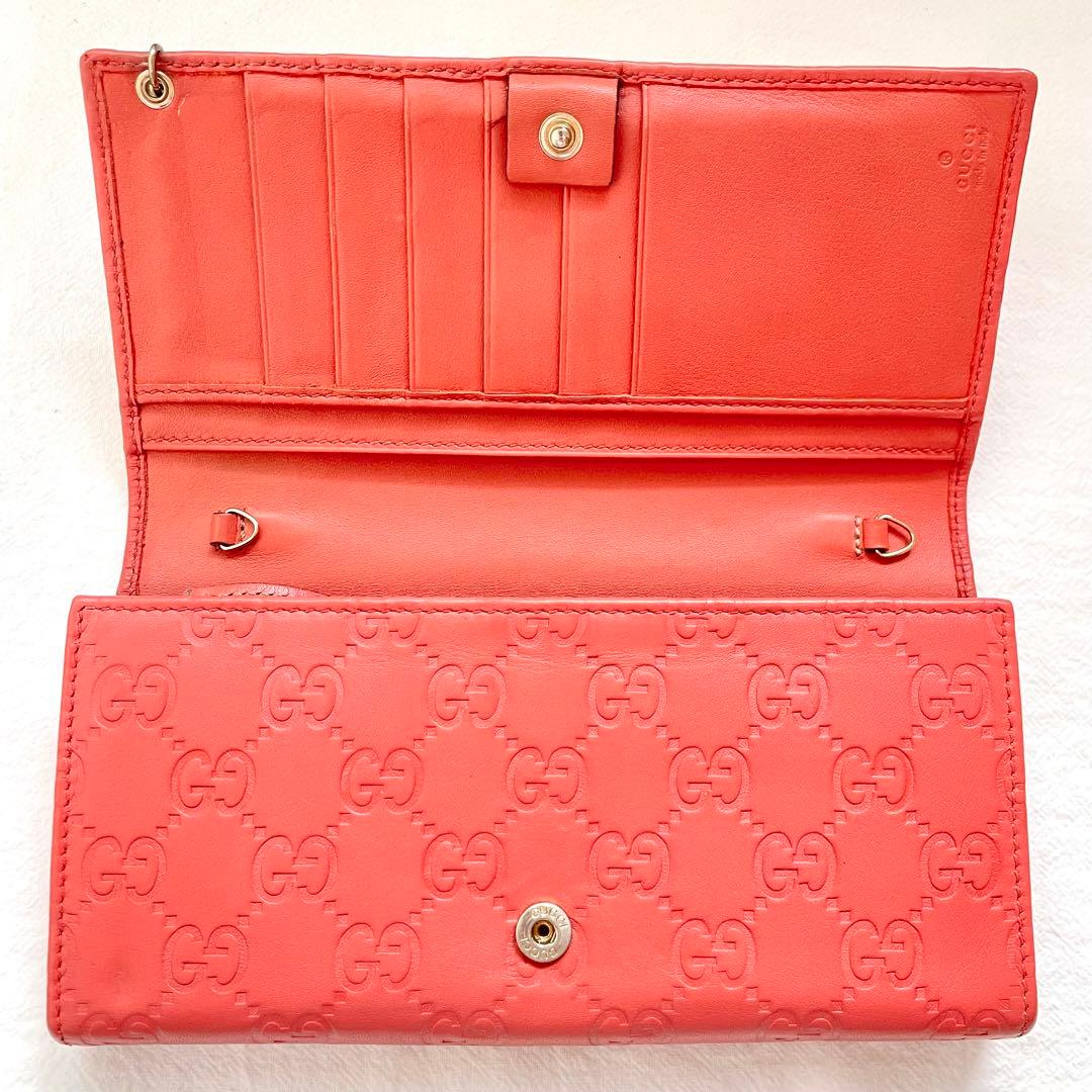 GUCCI グッチ フラップ 長財布　シマレザー　2つ折り財布　1221-③