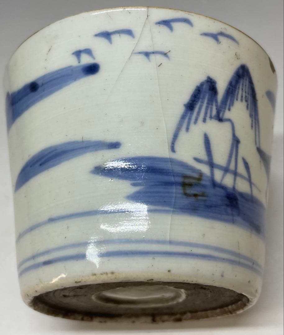 蕎麦猪口　葛家山水図　古伊万里　切込　蛇の目高台　5客　C4011