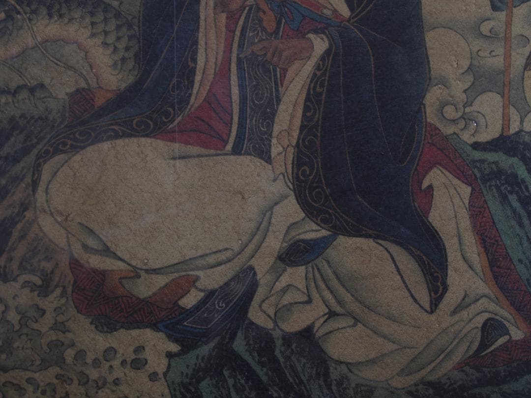 中国唐時代　敦煌莫高窟壁画 彩絵　人物像 発掘品古美術 AK1774A1-4