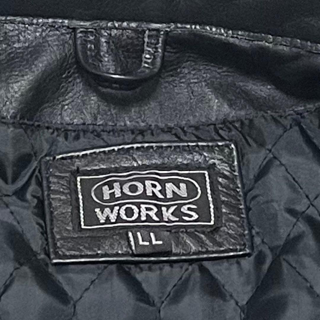 ホーンワークス　シングル　ライダース　ジャケット　ブラック　レザー　XL