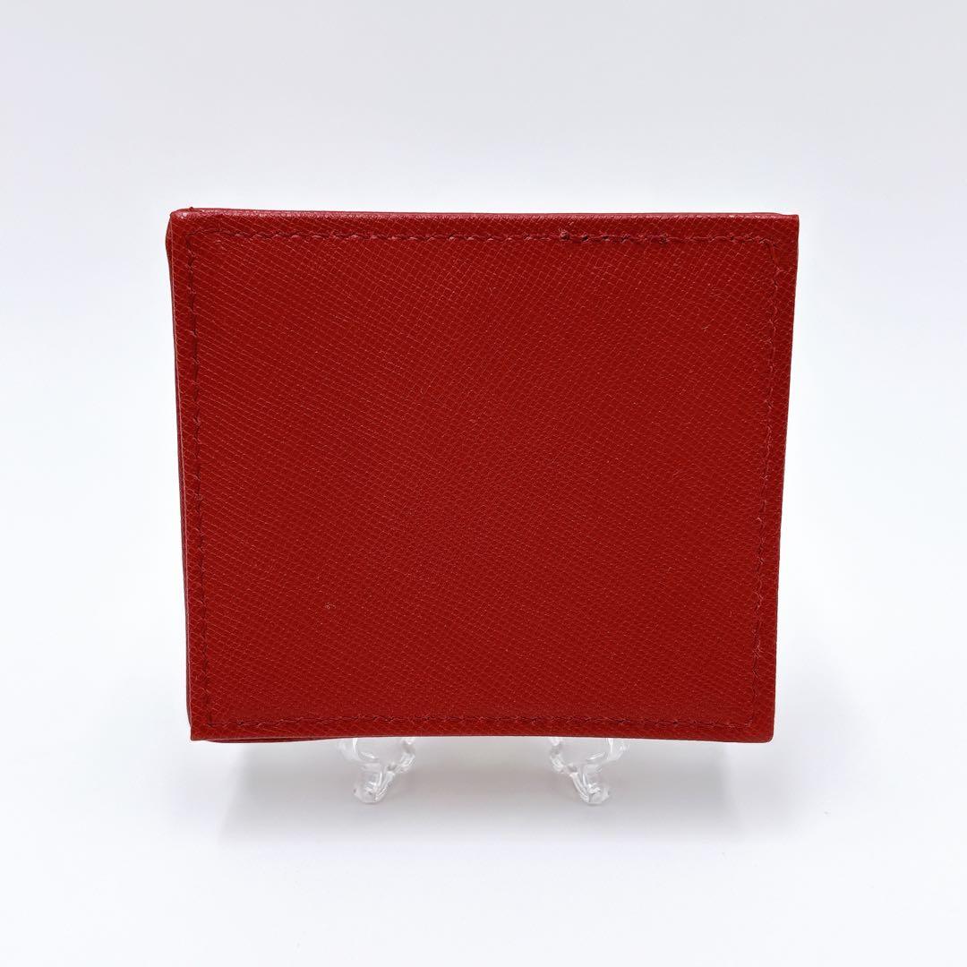 美品 ＊ PRADA プラダ サフィアーノ 三角ロゴ スクエア ケース 赤