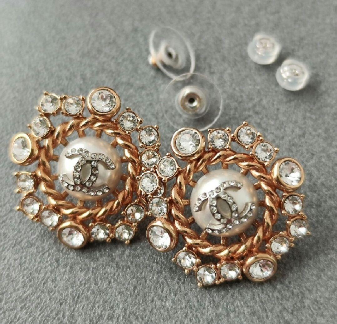 激レアシャネル CHANEL ピアス ココマーク パール　ラインストーン