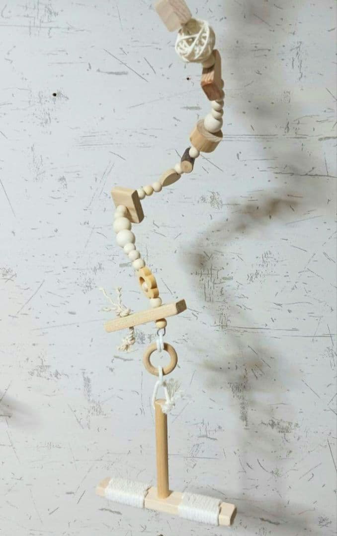 42　ロング　自然素材　ウッドクライミング(小)　インコ　ガジガジバードトイ