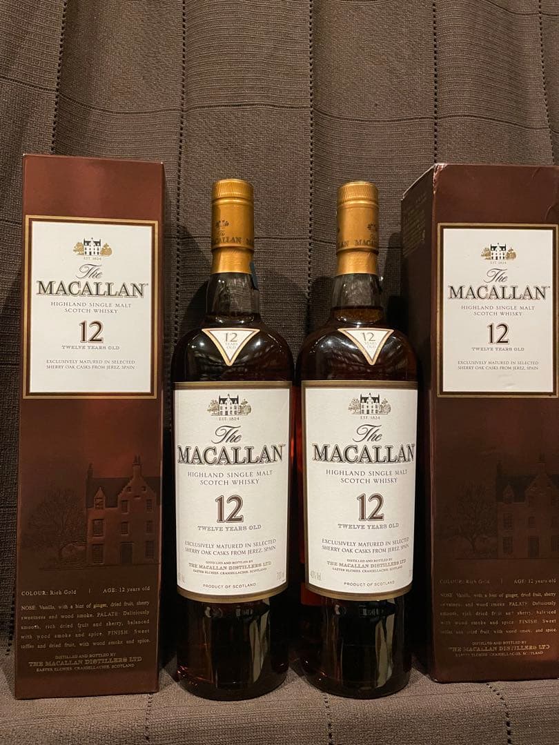 ウイスキー マッカラン12年 ハイランドシングルモルト 2本セット 旧ボトル 箱