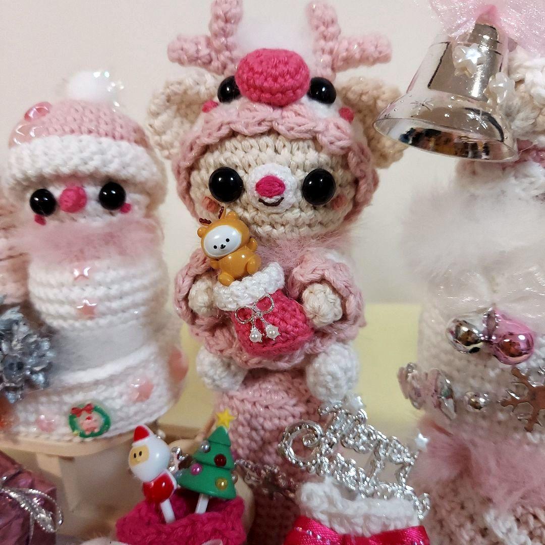 ハンドメイド　クリスマス　編みぐるみ　置物　インテリア　オブジェ