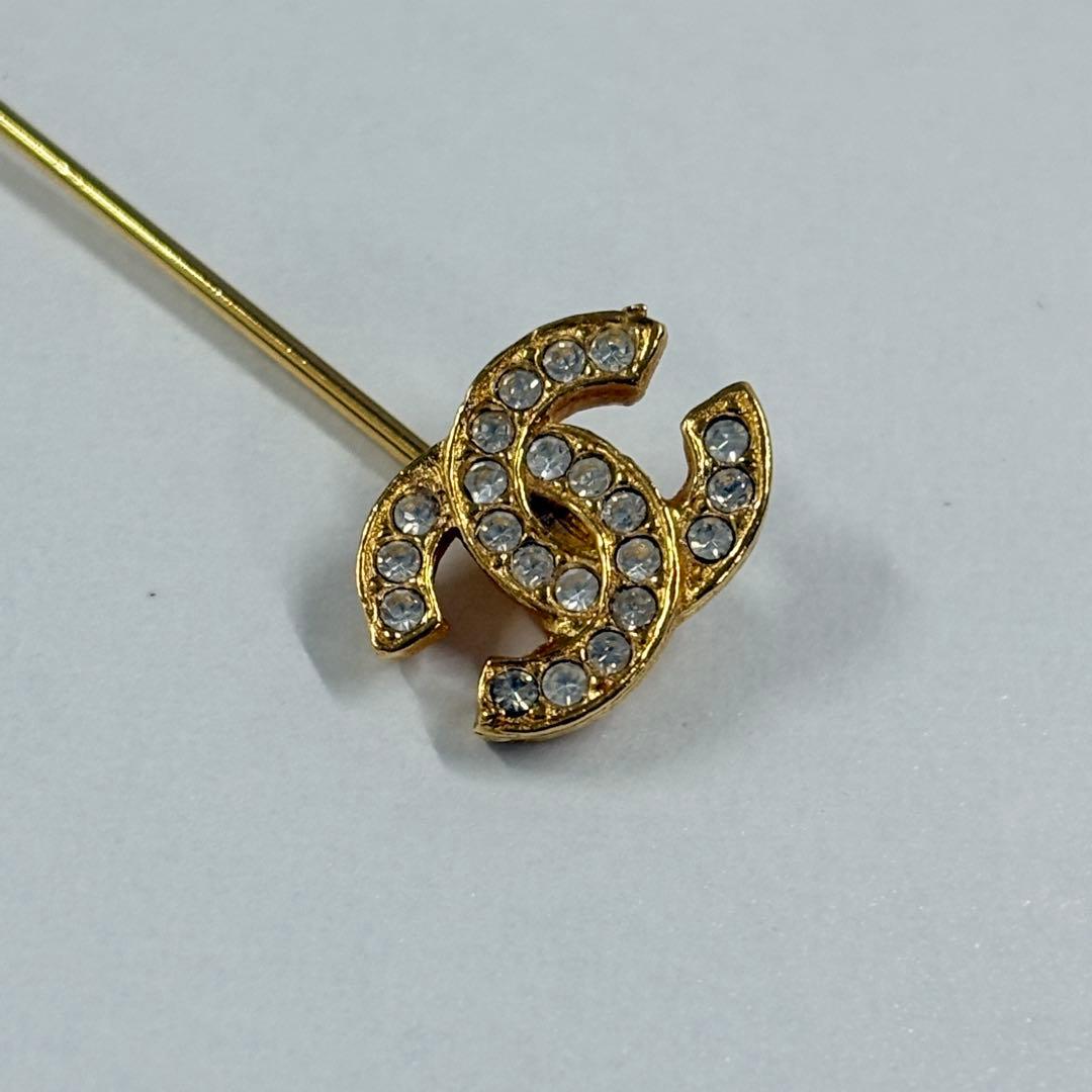 美品 CHANEL シャネル ピンブローチ ココマーク ゴールド ラインストーン