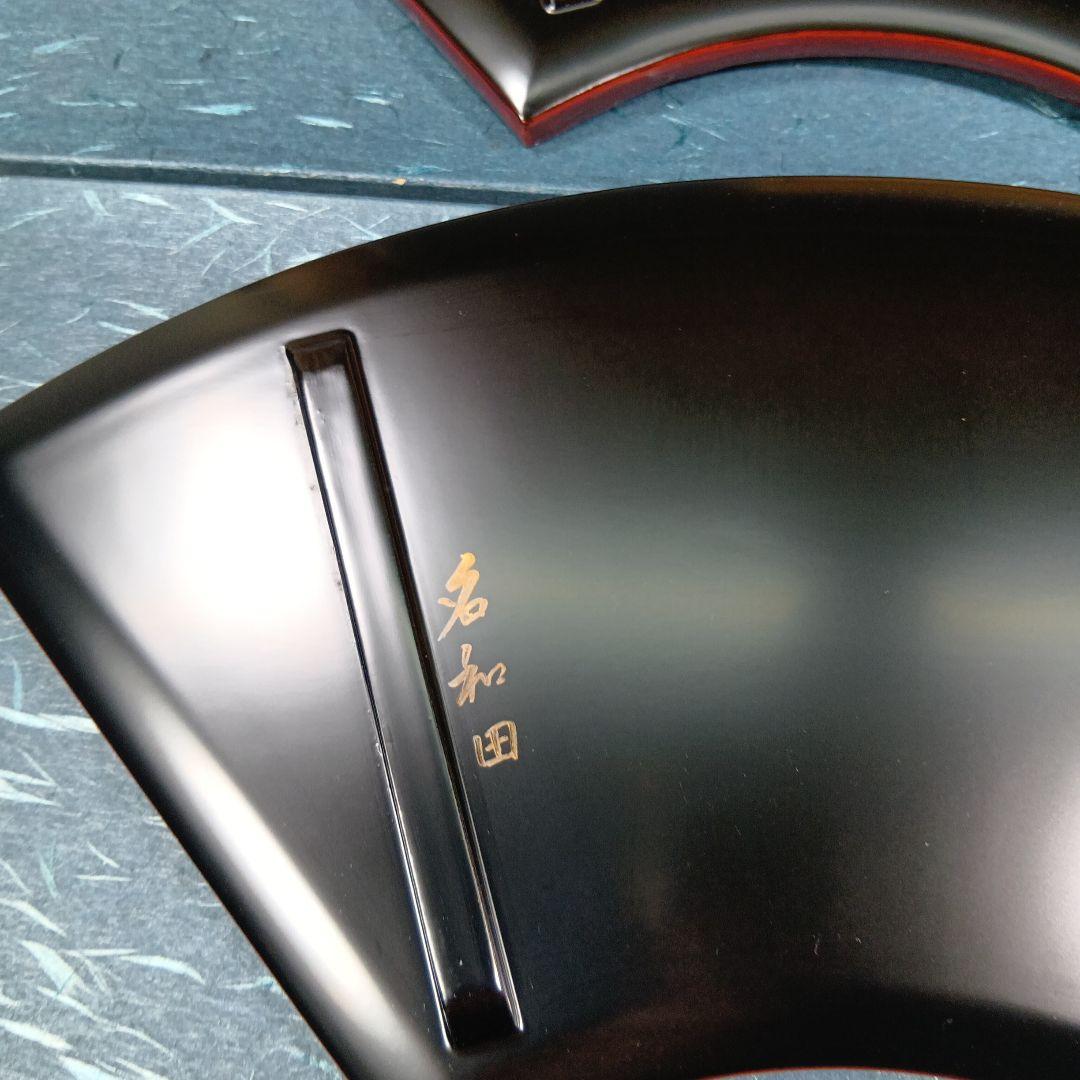 値下げ輪島塗　蒔絵扇面形　お盆　菓子器皿　 共箱　美品