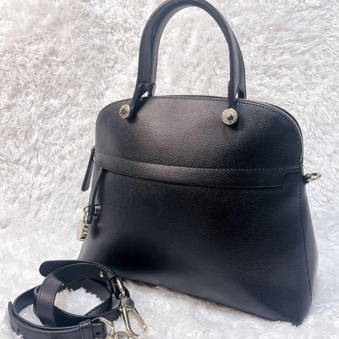 極美品✨FURLA パイパー 2way ハンドバッグ ショルダーバッグ 黒 M