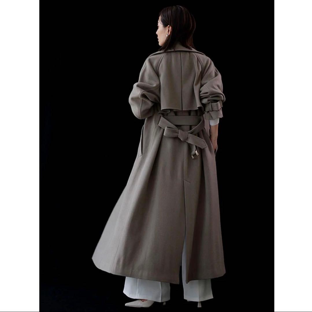 anuans 2023AW ウールトレンチコート　カーキグレーS