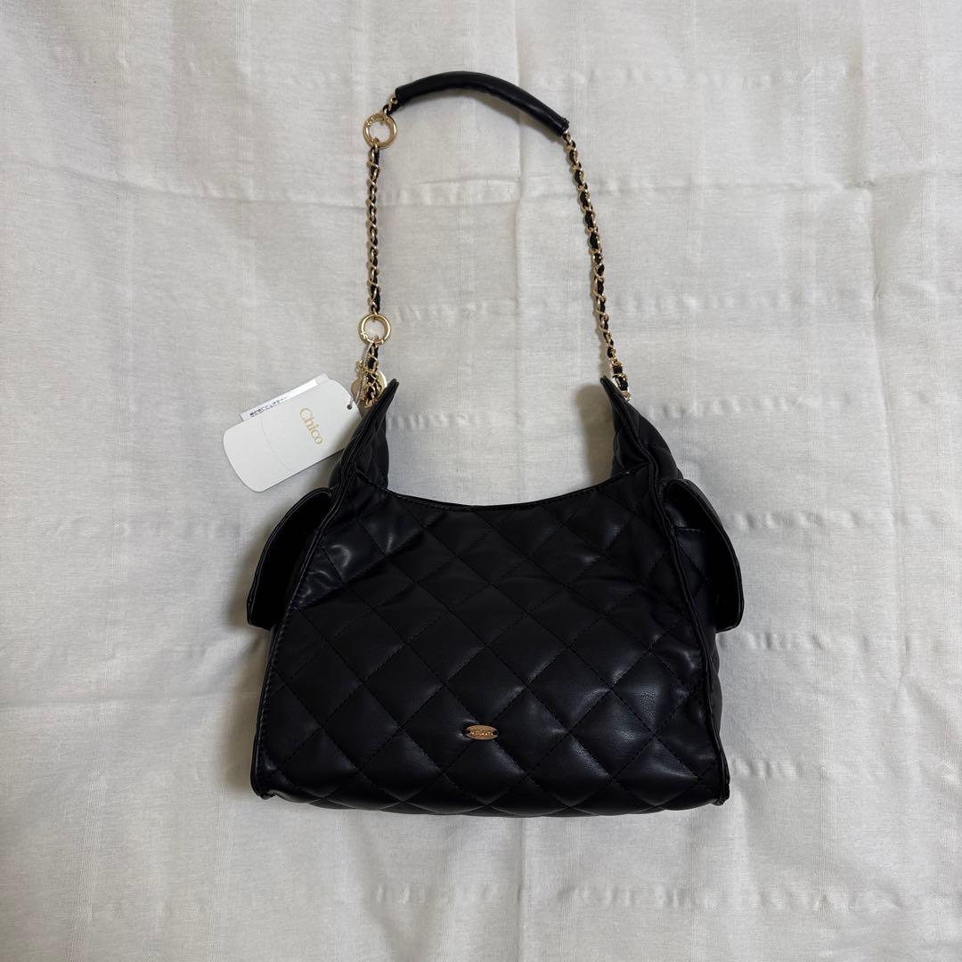 Chico チコ 2wayチェーンショルダーキルティングバッグ ブラック