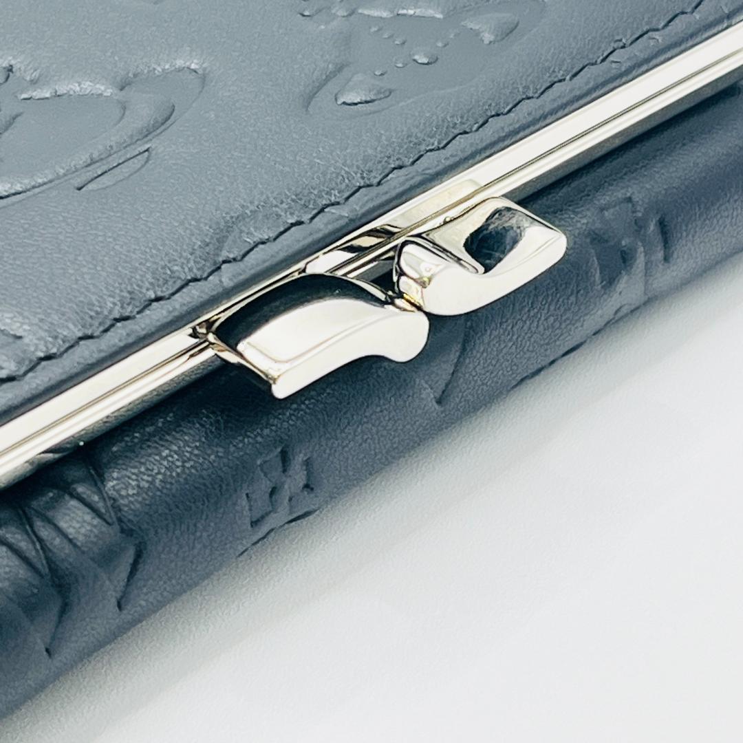 Vivienne Westwood 特価 がま口 定番 折財布 黒 型押しマット