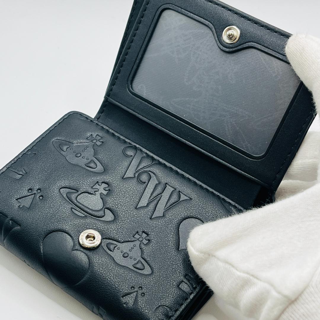 Vivienne Westwood 特価 がま口 定番 折財布 黒 型押しマット