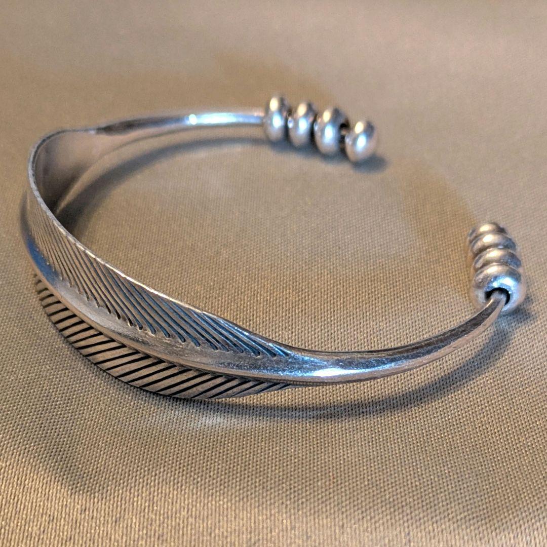 最終値下げ　カレンシルバー　ハンドメイド　フェザー　バングル　b-6