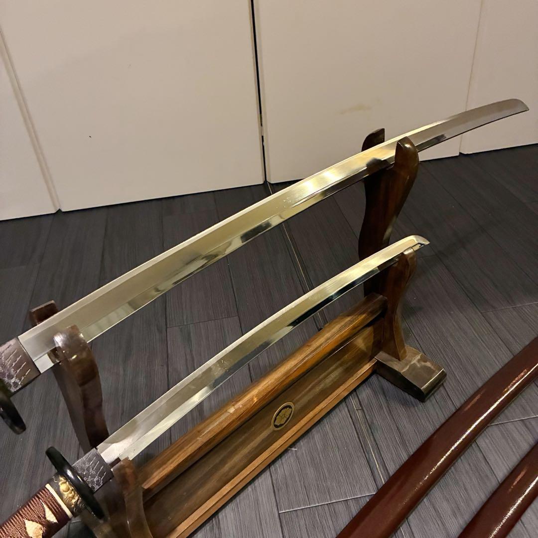 高級模造刀　居合刀　 美術刀剣　太刀　脇差　大小セット　深茶拵え