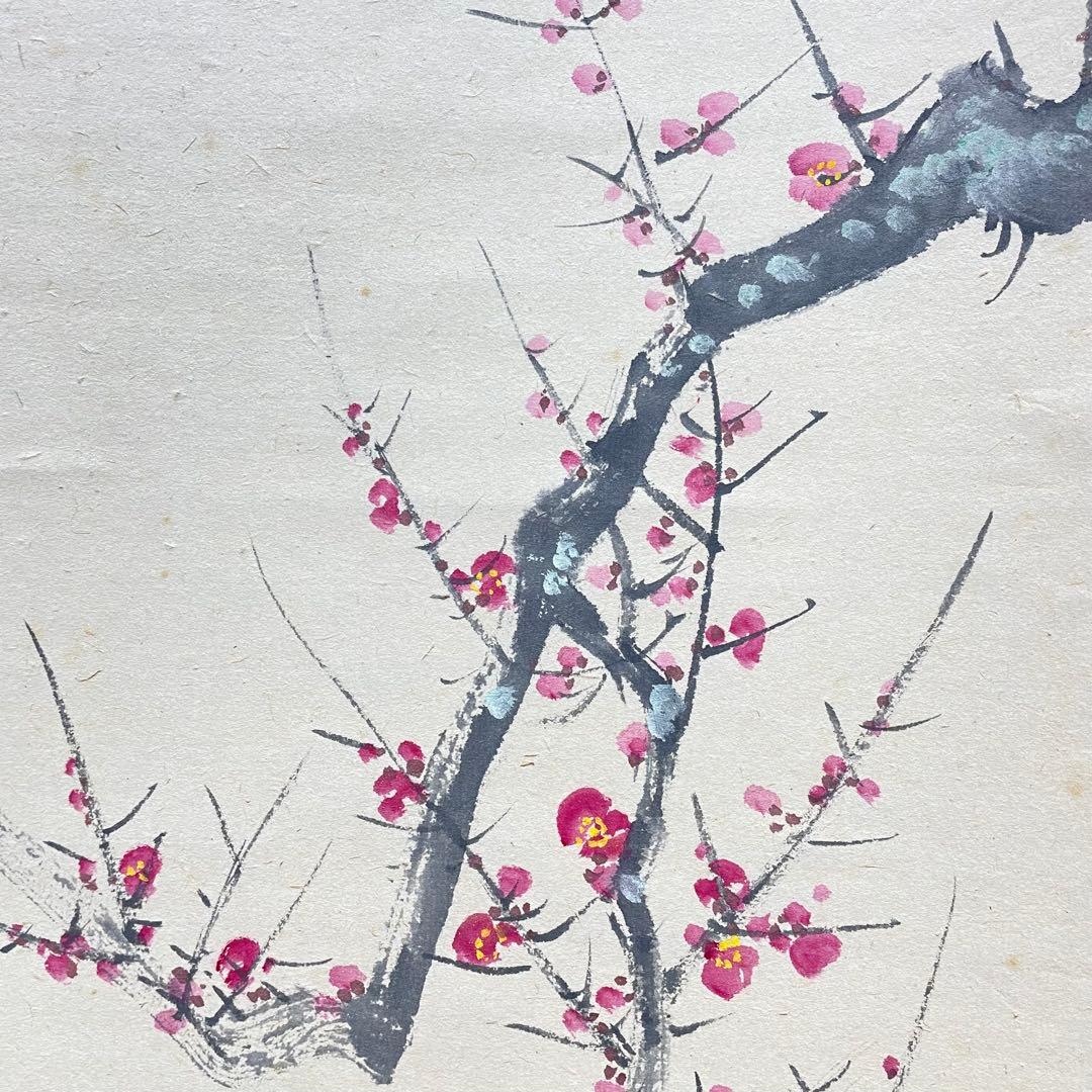 3992 泰道 「一枝春 紅梅」 共箱 肉筆 紙本 掛軸 臨済宗 大徳寺 禅語