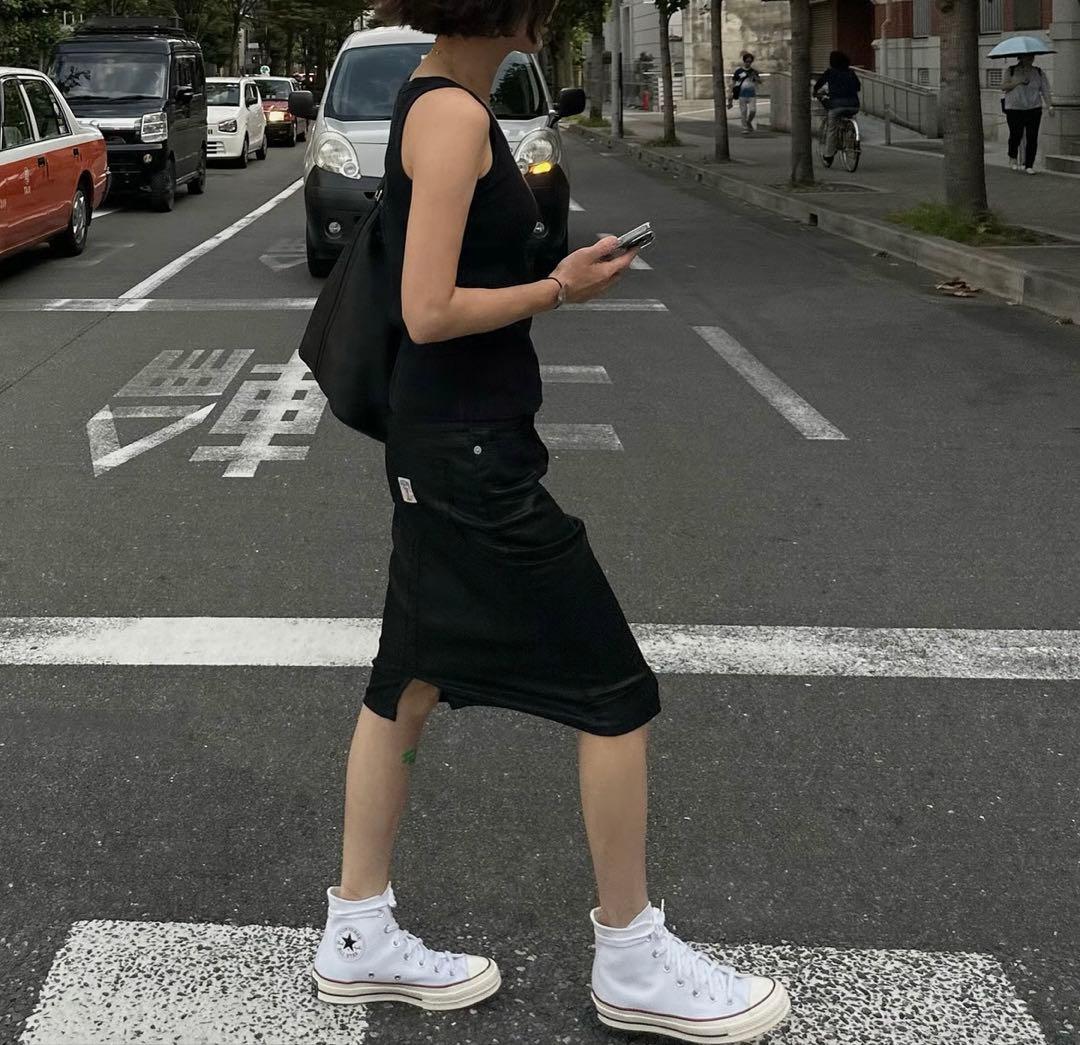 スカート ok.soon COATING DENIM MIDDLE SKIRT