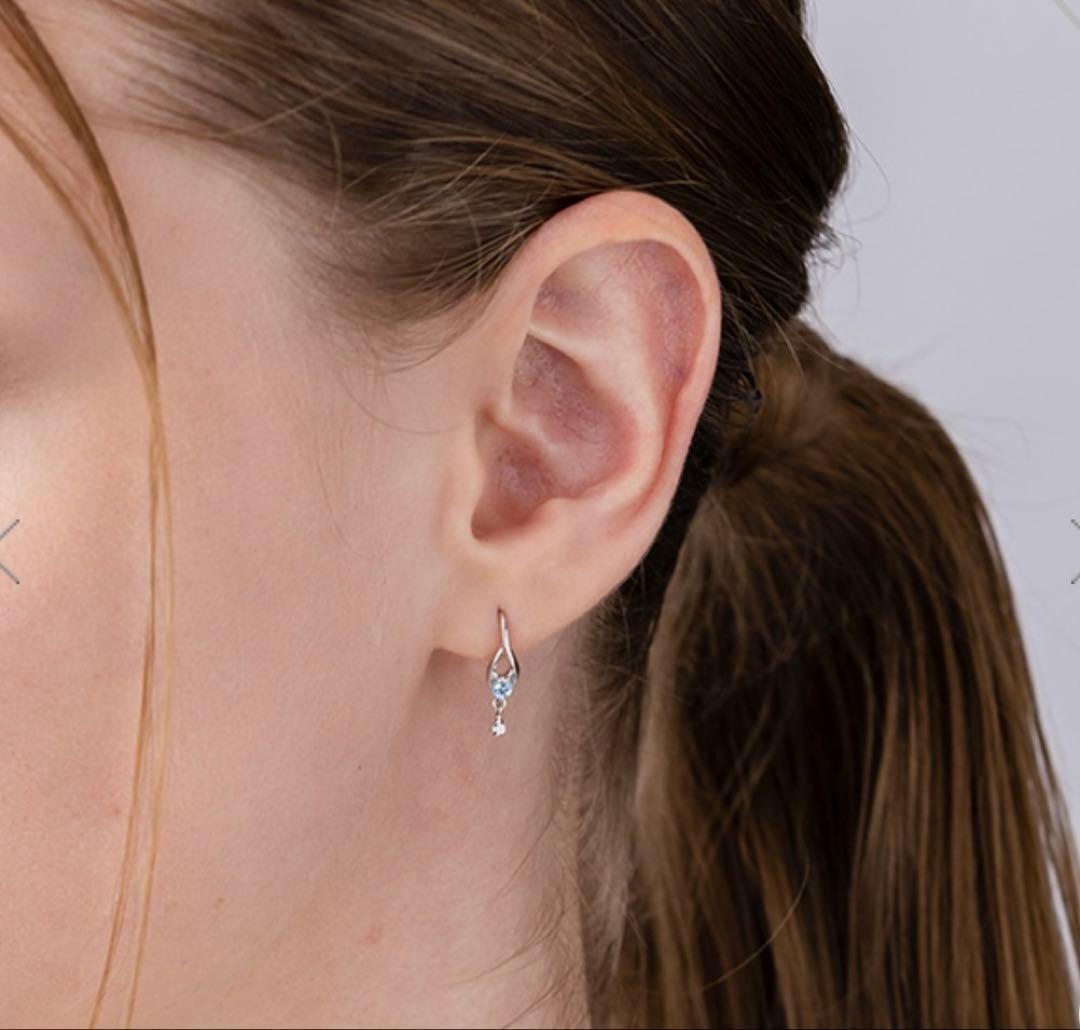 STAR JEWELRY k10 ピアス(ダイヤモンド・ブルートパーズ)