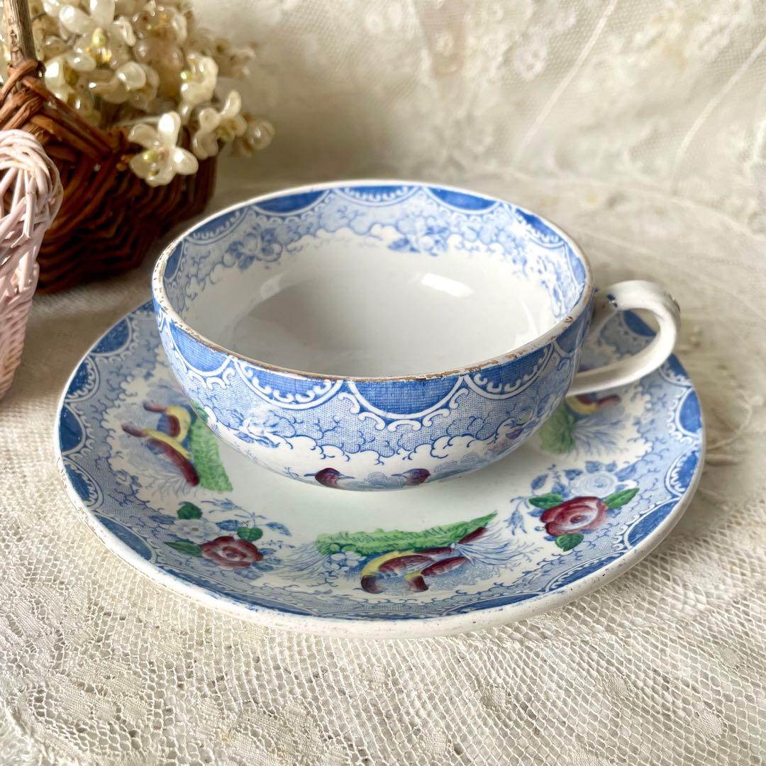 サルグミンヌ　カップ&ソーサー　鳥　バラ　ローズ　C&S フランスアンティーク