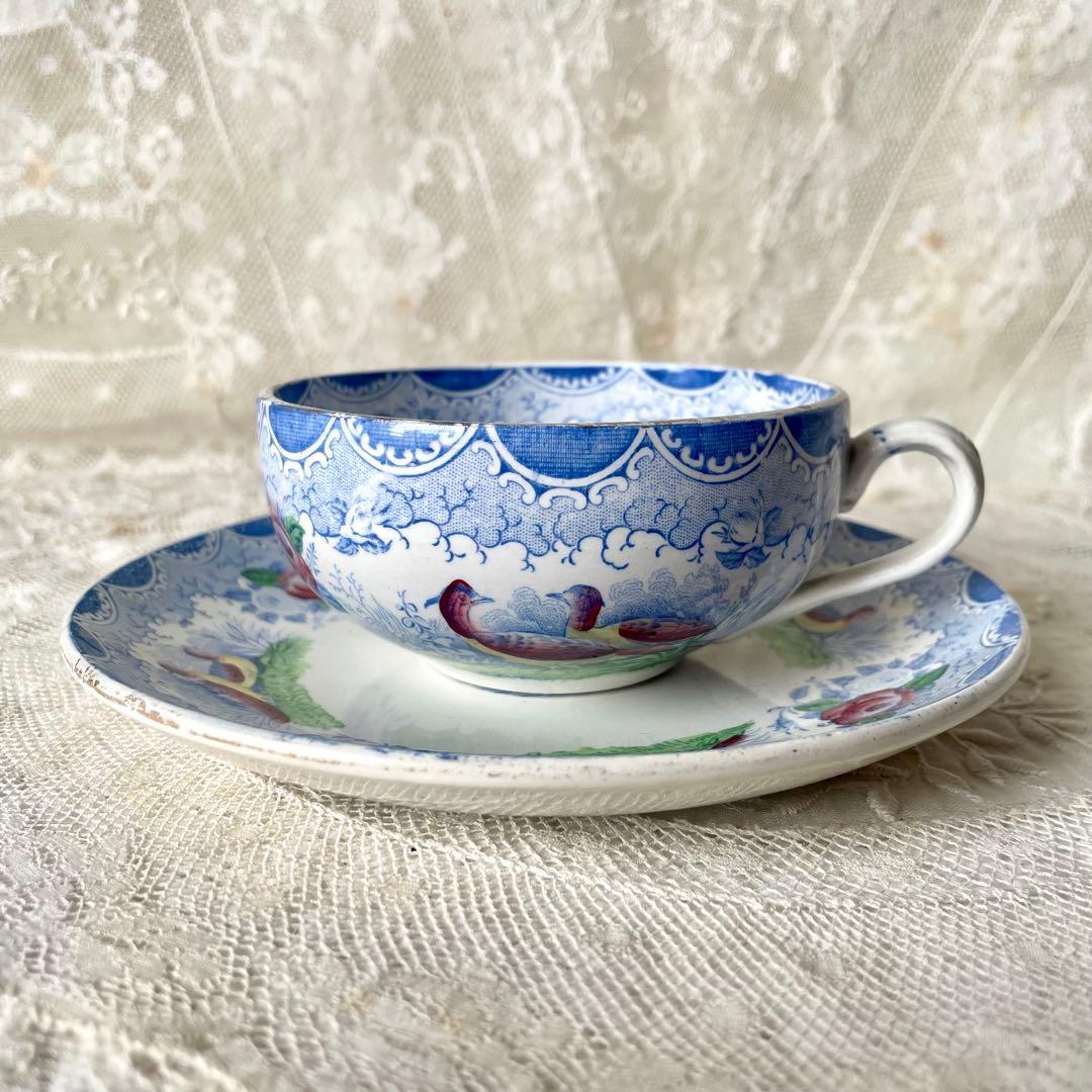 サルグミンヌ　カップ&ソーサー　鳥　バラ　ローズ　C&S フランスアンティーク