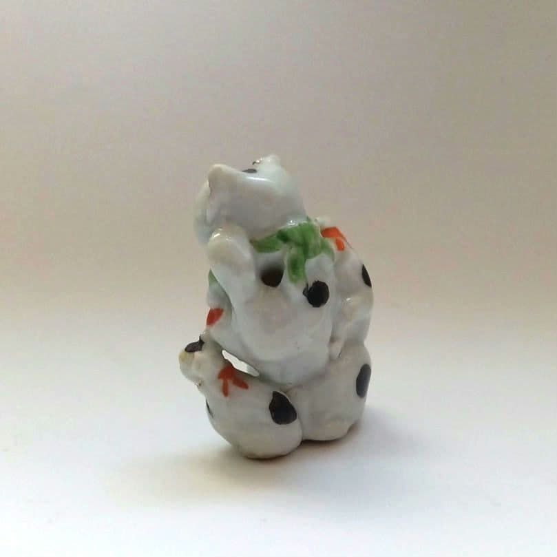 招き猫　磁器人形　レトロアンティーク人形　縁起物　親子猫