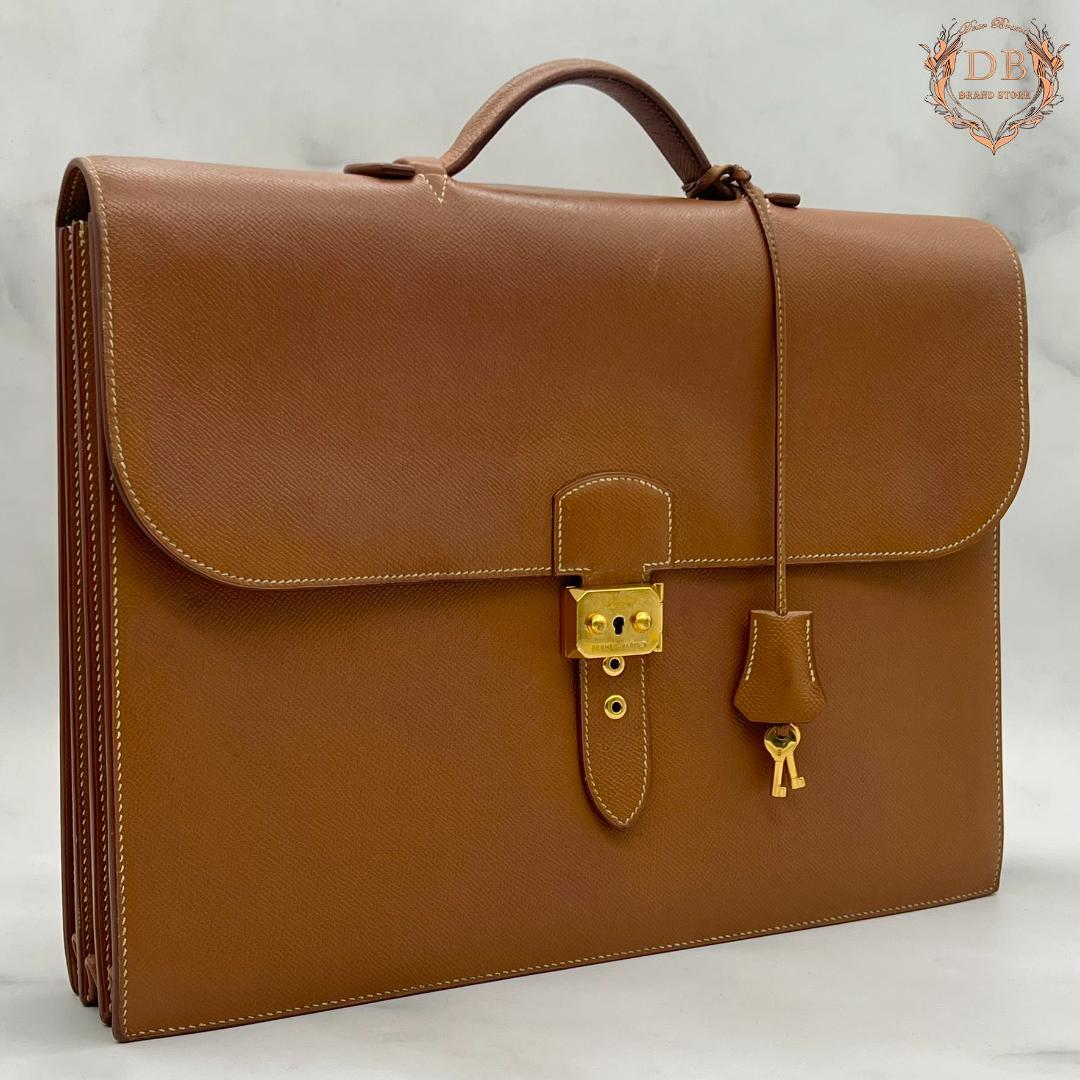 エルメス サックアデペッシュ38 ゴールド クシュベル ブラウン ビジネス 茶