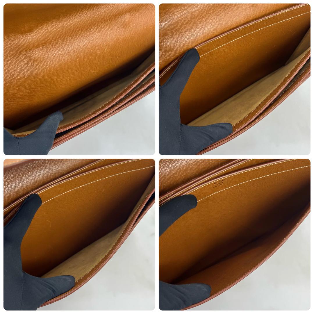 エルメス サックアデペッシュ38 ゴールド クシュベル ブラウン ビジネス 茶