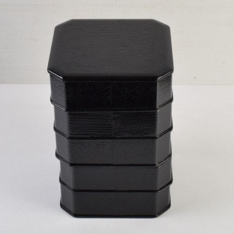 茶道具　漆塗　七宝透かし　縁高重　五段重　箱付　N　9148