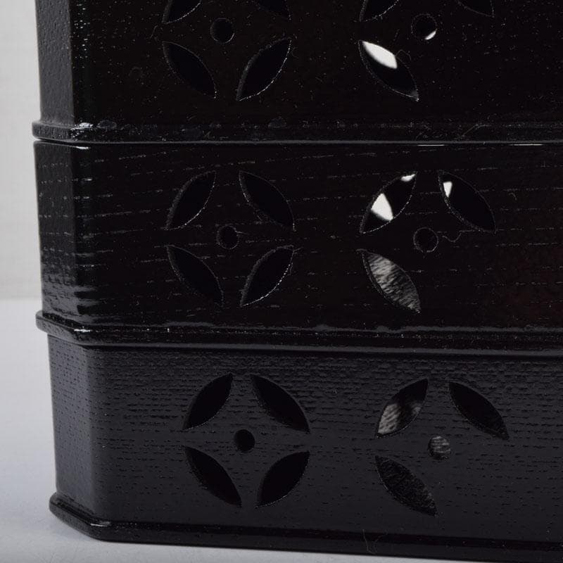 茶道具　漆塗　七宝透かし　縁高重　五段重　箱付　N　9148