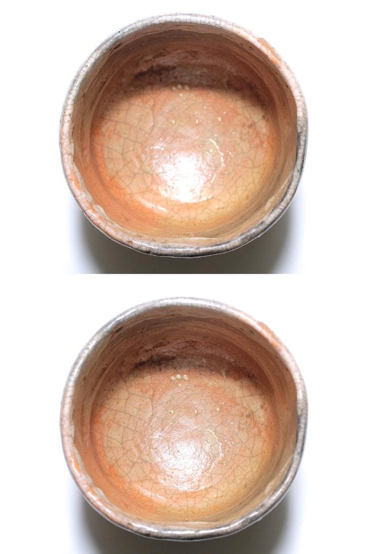 四代 清水六兵衛(1848-1920) 赤楽 紅葉漆絵 筒茶碗