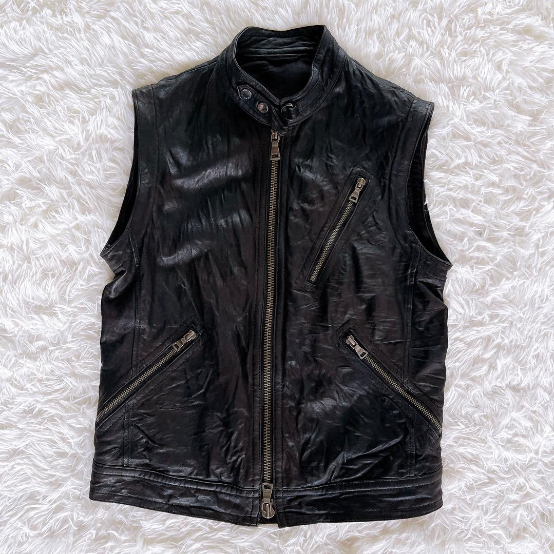 【BURBERRY BLACK LABEL】ライダース 羊革 黒 2way M