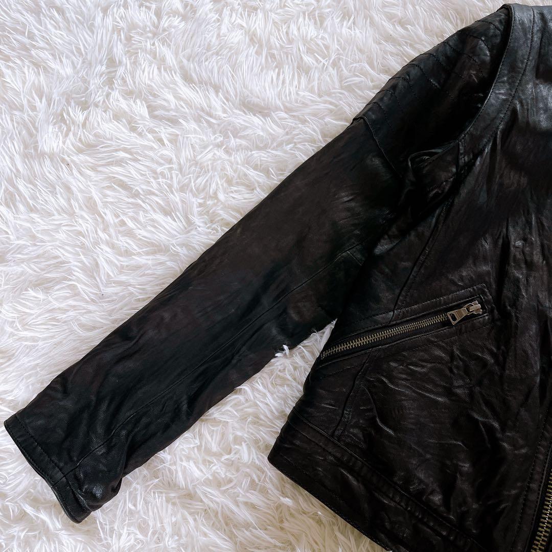 【BURBERRY BLACK LABEL】ライダース 羊革 黒 2way M