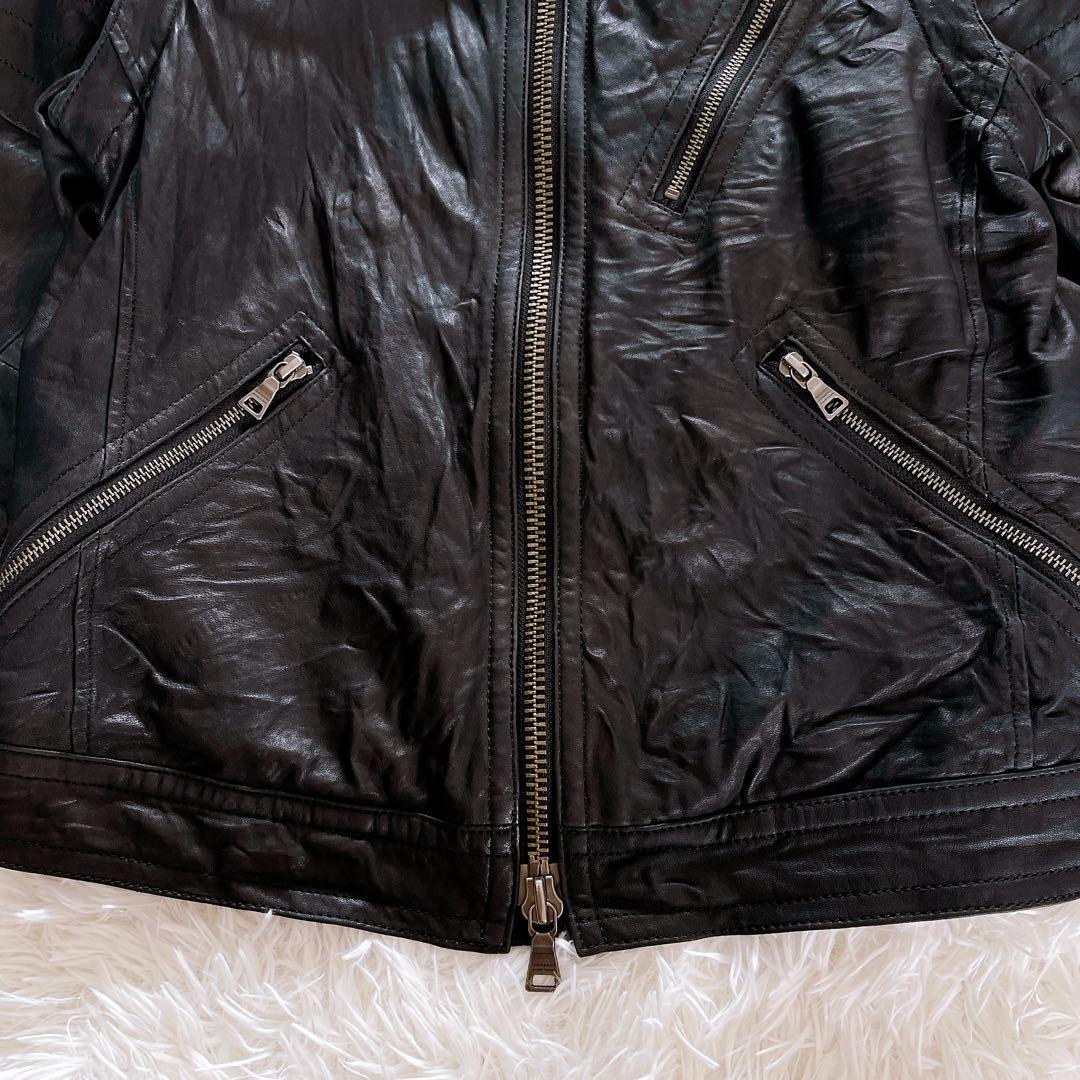 【BURBERRY BLACK LABEL】ライダース 羊革 黒 2way M