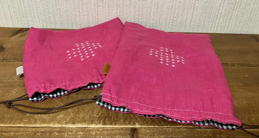 虎猫さま専用 くったりカラーリネン ローズピンク リネン100％ 巾着、ポーチ