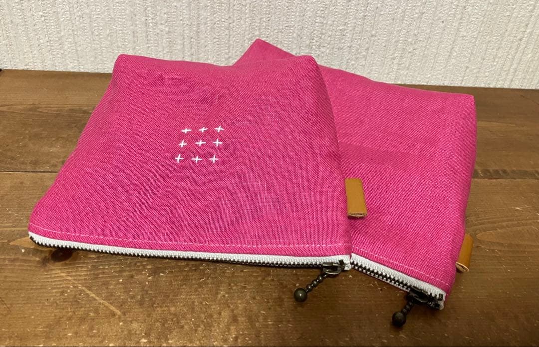 虎猫さま専用 くったりカラーリネン ローズピンク リネン100％ 巾着、ポーチ