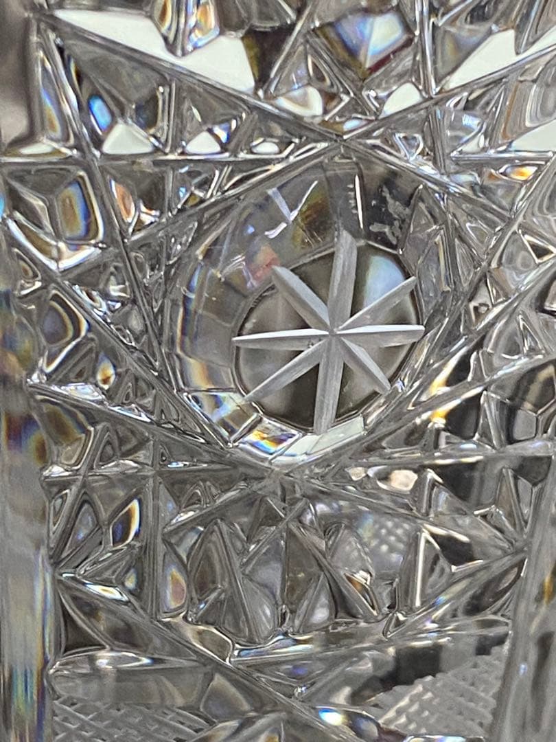 値下！ラスカボヘミア　希少　チェコスロバキア　レトロ切子　ガラス花瓶　高28cm