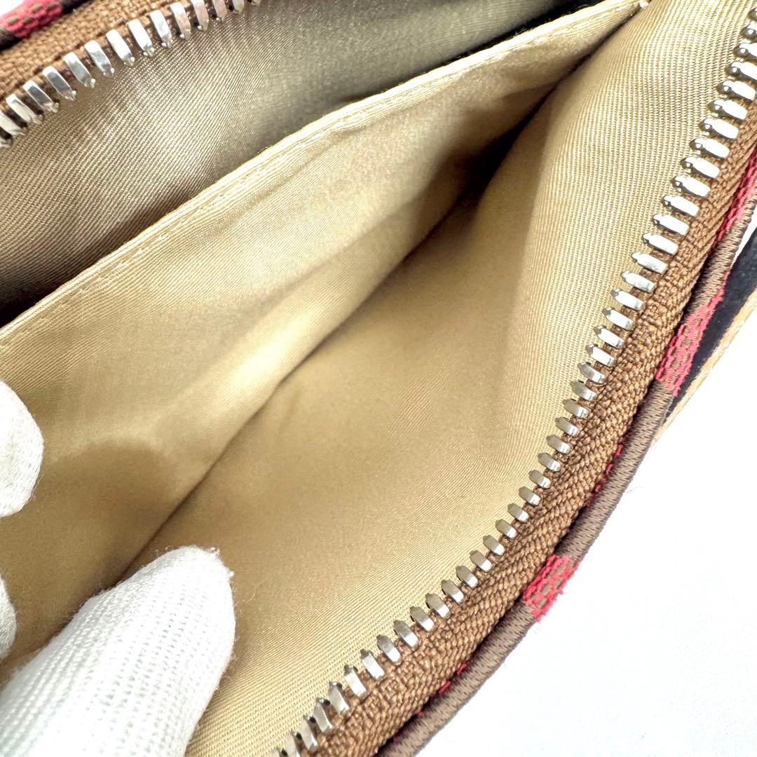 ✨美品✨COACH アクセサリーポーチ ミニバッグ キャンバス レザー レッド