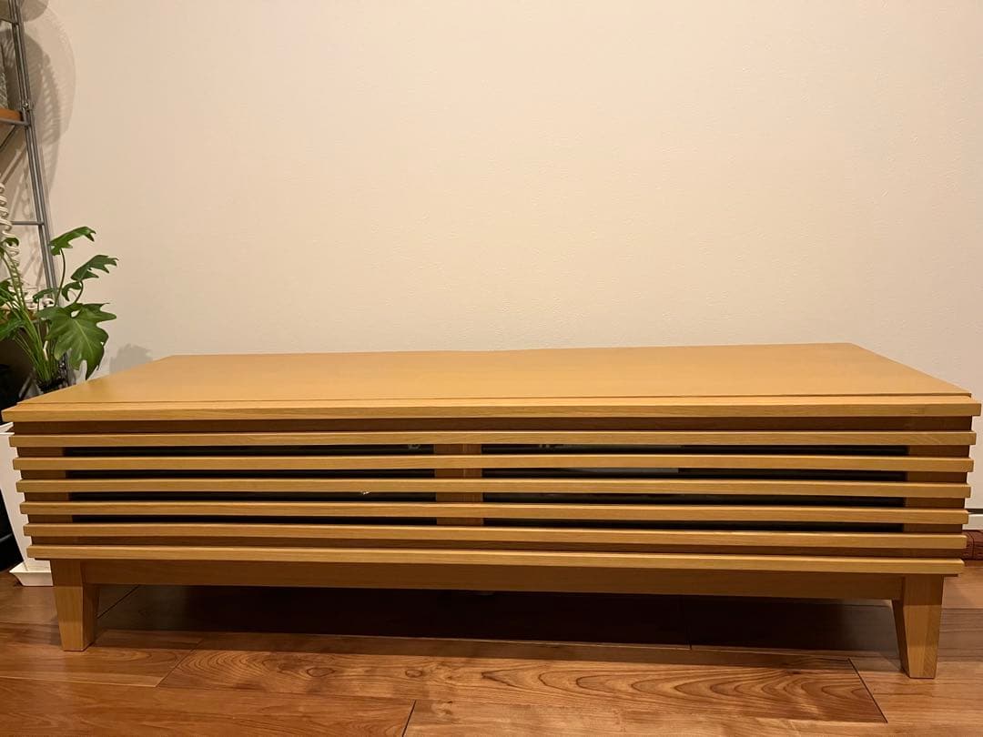 ナチュラル木製テレビ台 スラットデザイン