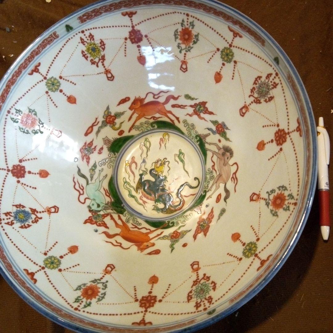 中国陶磁器　明萬歴赤絵　大鉢