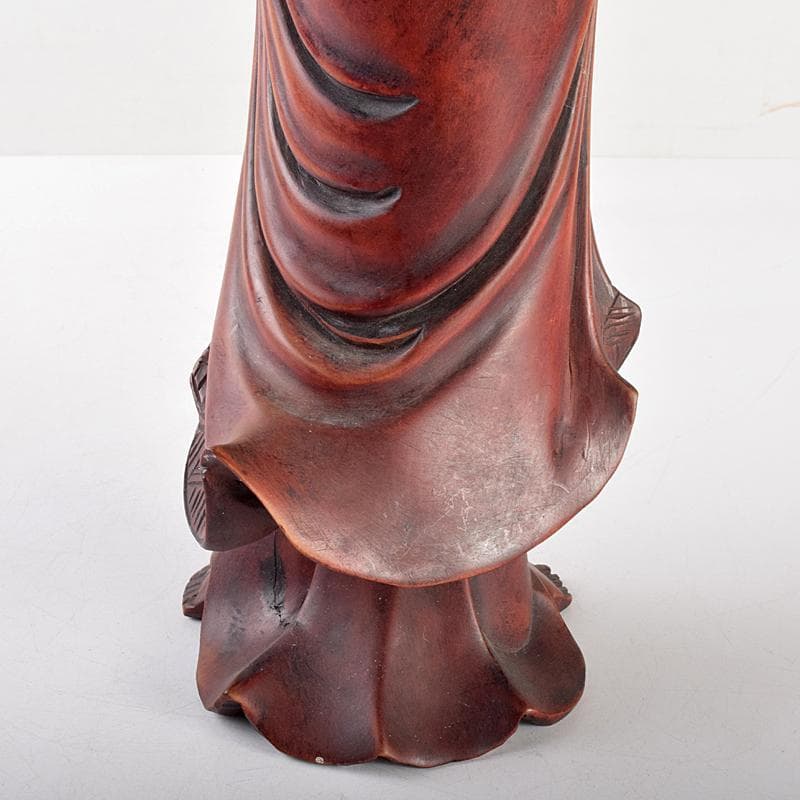 中国　唐木黄楊製　観音菩薩像　仏像　置物　V　R4736